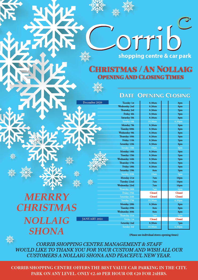 Corrib Shopping Centre Christmas Hours - Corrib Shopping Centre